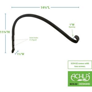 Achla Designs SCH-02-2 Wall Hook Bracket, Black 1 Pack