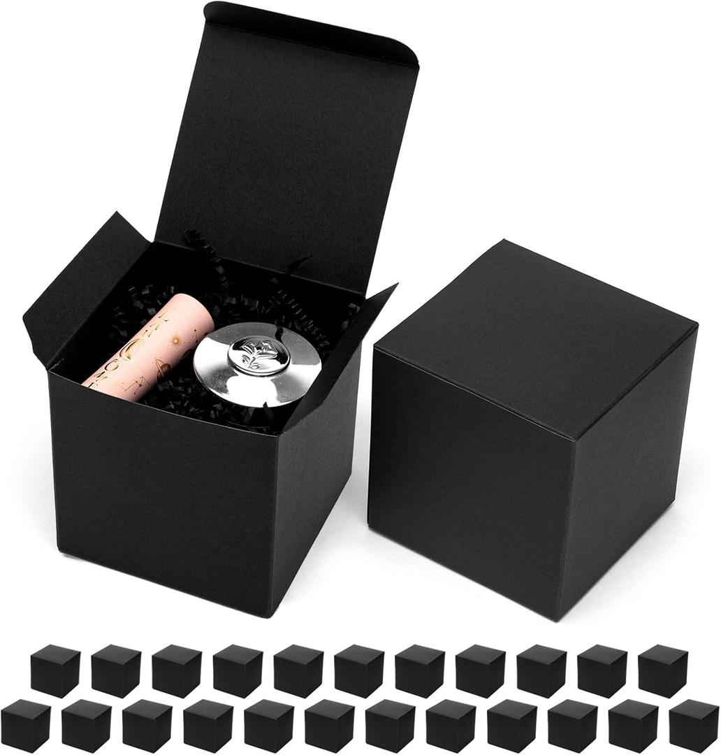 Mcfleet Black Gift Boxes with Lids 4x4x4 Inches 25 Pack Groomsmen Proposal Cardboard Craft Gift Box for Christmas, Wedding, Graduation, Holiday, Birthday Presents Packaging