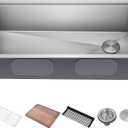 KRAUS Kore 36-Inch Undermount Workstation 16 Gauge Single Bowl Stainless Steel Kitchen Sink with Accessories, KWU110-36, 16-Gauge TRU16 Steel, Integrated Ledge for Accessories, Cutting Board and Roll-Up Rack Included, NoiseDefend Soundproofing