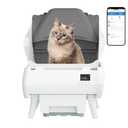 Automatic Cat Litter Box Self Cleaning - App Control, Open-Design, Smart Health Monitor, Suitable for Medium Cats and Kittens, Anti-Pinch Safety, Quiet Operation - White