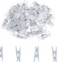 128 Pieces Mini Transparent Plastic Clear Clips, Binder, Photo Clips, Clothespins Clip