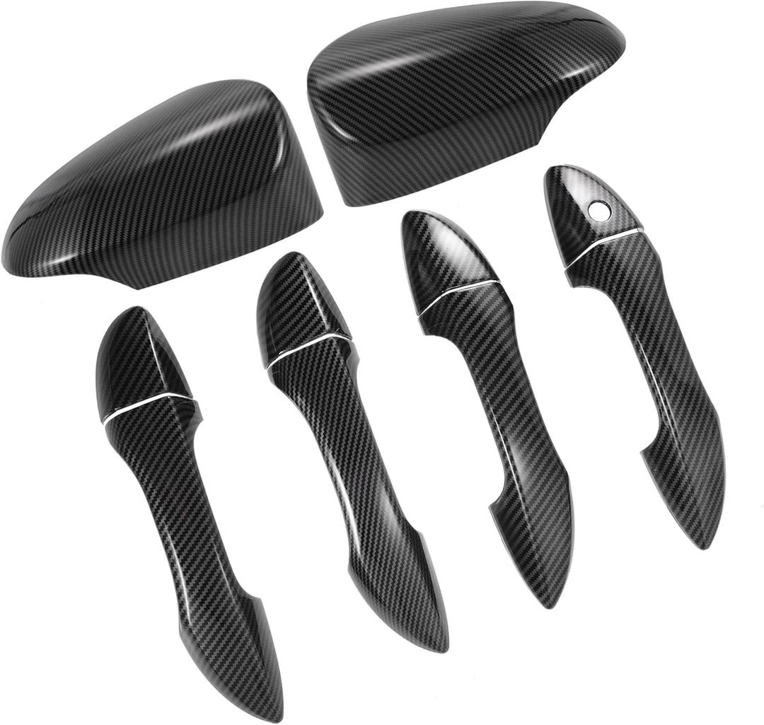 Set Car Rear View Driver Passenger Side Mirror Cover Cap Overlay Black Carbon Fiber for Toyota Corolla 2014-2018 Mirror Guard Covers Exterior Trims Replacement