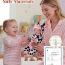 BABESIDE Baby Doll Girl - 17-Inch Soft Body Realistic Baby Doll with Blue Eyes and Cow Outfit Lightweight Real Life Baby Dolls for 3+ 4 5 6 7 8 9 Years Girl Birthday Gifts, Pretend Play and Christmas