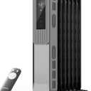 PELONIS Oil Filled Radiator, Electric Space Heater for Indoor Use Large Room with Thermostat & Remote, 3 Modes & 3 Heat Settings, ECO Mode, 24H Timer, Quiet, Overheat & Tip-Over Protection, 1500W