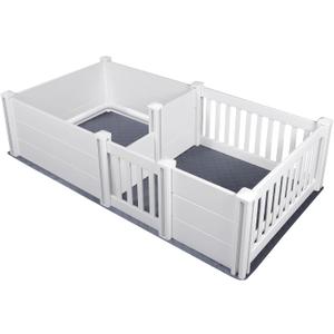 2 Room Whelping Box for Dogs, 763818 in Whelping Box with Pig Rails and Waterproof Pad, Whelping Supplies with Adjustable Height Door for Medium Small Dogs