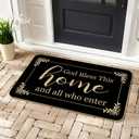 God Bless This Home Funny Welcome Doormat 29" x 17" Non-Slip Indoor Outdoor Mat for Front Porch, Entryway, or Office Rustic Door Rug for Home Decor
