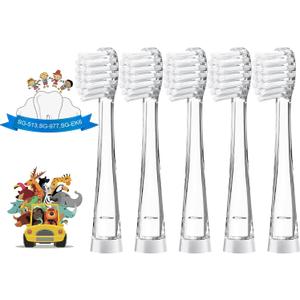 TEETECK 5 Pack Kids Toothbrush Replacement Heads Compatible with SEAGO,SG-977,SG-513,SG-2139,Compatible with Brush-Baby WildOnes/KIDZSONICNot BabySonic Series,Compatible with Dada-Tech,DT-BB1, DT-K6 (18-36 Months)