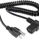 RIIEYOCA Right Angle 3 Prong Power Coiled Cord,90 Degree 18AWG NEMA 5-15P to IEC 320 C13 10A 150V TV Power Spring Cable for Computer, PC, Desktop, Printer, Scanner 1.97FT-4.9FT(R)