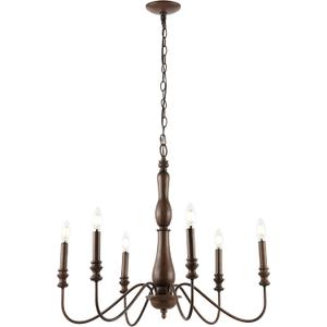 JONATHAN Y JYL7597A Victoria 29" 6-Light Rustic Midcentury Iron LED Chandelier Farmhouse Classic Dining Room Living Room Kitchen Island Foyer Bedroom Lobby, Brown