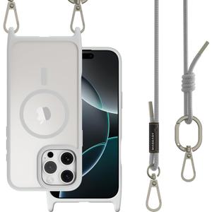 MAGEASY Case for iPhone 16 Pro Max 6.9" - Case with Crossbody Strap, 16ft Drop Protection, Compatible with MagSafe | Roam M (Titanium Gray)