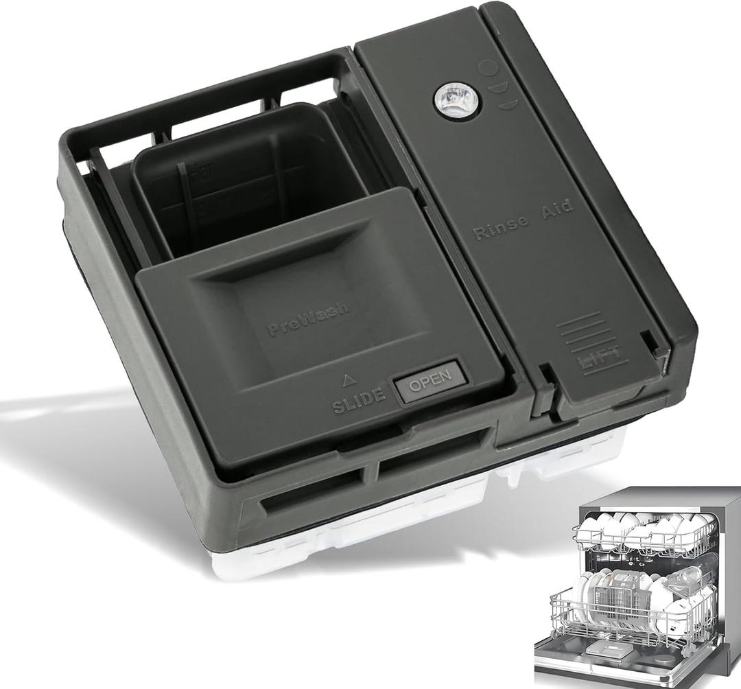 Upgraded W10861000 Detergent Dispenser Compatible with Whirlpool Kitchenaid Dishwasher Replacement Parts WDTA50SAHZ0 WDT750SAHZ0 WDT730PAHZ0 WDT970SAHZ0 Dish washer Rack Parts & Accessories