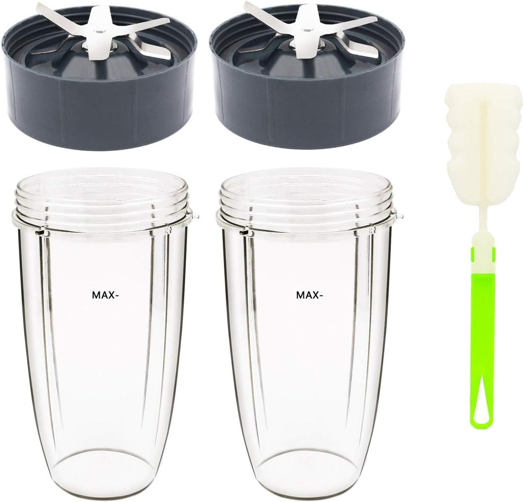 Tanzfrosch 32oz Cup and Extractor Blade Replacement Parts Blender Accessories Compatible with Nutribullet 600W/900W Models (4 Packs)