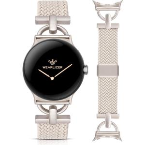 Wearlizer Braided Magnetic Band Compatible with Google Pixel Watch 4/3 41mm/Pixel Watch 2/1 Designer D-Shape Stretchy Elastic Nylon Breathable Sport Strap for Women Men