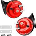 Train Horn for Trucks - 130 DB Super Loud Boat Horn Marine, 12V Waterproof Electric Snail Horns, Air Horn for Car Trucks Motorcycles Boat Kit Replacement Auto Accessories, 2 Pcs, Red