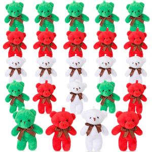 Liliful 48 Pcs Christmas Plush Bears Stuffed Animals Plush Bears with Ribbon Bow Soft Plush Toys for Girls Christmas Decorations Birthday Gifts Bear Baby Shower Favors