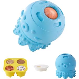 ZOMISIA 3-in-1 Frozen Dog Treat Toy, Long Lasting Interactive Dog Chew Toy, Slow Food Training to Reduce Anxiety and Boredom, for Medium and Large Dogs, Blue
