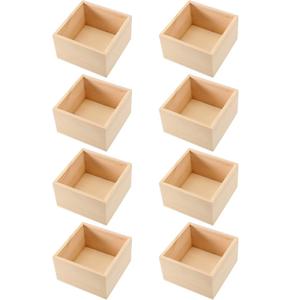 SINJEUN 10 Pack 4" x 4" Rustic Wooden Box Unfinished Small Wooden Box Wood Square Organizer Container for Crafts, Storage, Home Decor, Centerpiece, Party Supplies