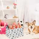 Rectangular Dog Basket,Dog Toy Bin,Dog Storage Basket Organizer.Waterproof PE Coating Puppy Storage Bin with Handles.Dog room decor,Dog Toys,Books,Kid's Gifts basket. (Dog Paw)