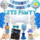 Dog Birthday Party Supplies Dog Birthday Party Decorations Boy with Dogs Party Hat Lets Pawty Balloons Banner Dogs Bandana Bowtie Cake Topper for Lets Pawty Birthday Decoration