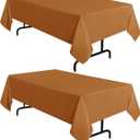 sancua 2 Pack Tablecloth Rectangular 60x102 Inch Light Brown, Thanksgiving Table Cloth Rectangle for 6 Foot Tables - Stain and Wrinkle Resistant Washable Polyester Cover for Fall Dining Parties Bronze