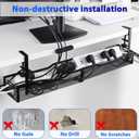 Under Desk Cable Management Box 25.3 Inch Clamp-Mounted Cable Organizer Tray, Large Cord Management Box for Office & Home, Wire Organizer Under Desk Storage, Black