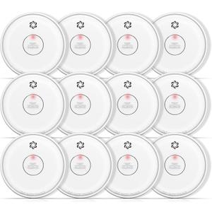 Fire Alarms Smoke Detectors, Smoke Alarm Battery Operated, Fire Alarm with Test Button & Low Battery Signal, Photoelectric Technology Fire Detectors for Bedroom and Home,12 Packs