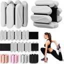 Wrist Weights, 2Pack Wrist Ankle Weights for Women & Men, 2lb Adjustable Silicone Arm and Leg Weighted Bangles(1LBs Each), Fits for Yoga, Pilates, Home Gym, Jogging, Cardio, Strength Training (Grey)