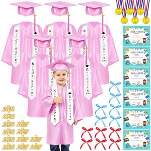 56 Pcs Kindergarten Graduation Cap and Gown - Preschool Graduation Cap and Gown Set with Tassel Stole 2026 & 2027 Charms