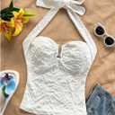 MakeMeChic Women's Halter Tops Sleeveless Backless Crop Summer Tank Tops (White, L)