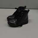 Glittery Lace-Up Combat Ankle Boots For Girls & Boys - Waterproof Design With Side Zipper
(6 Toddler, Black-pu17)