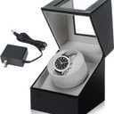MAOPINER Single Automatic Watch Winder Box, Black Leather Watch Winding Box for Men and Women, Battery Powered Watch Shaker and Display Case for Automatic Watches
