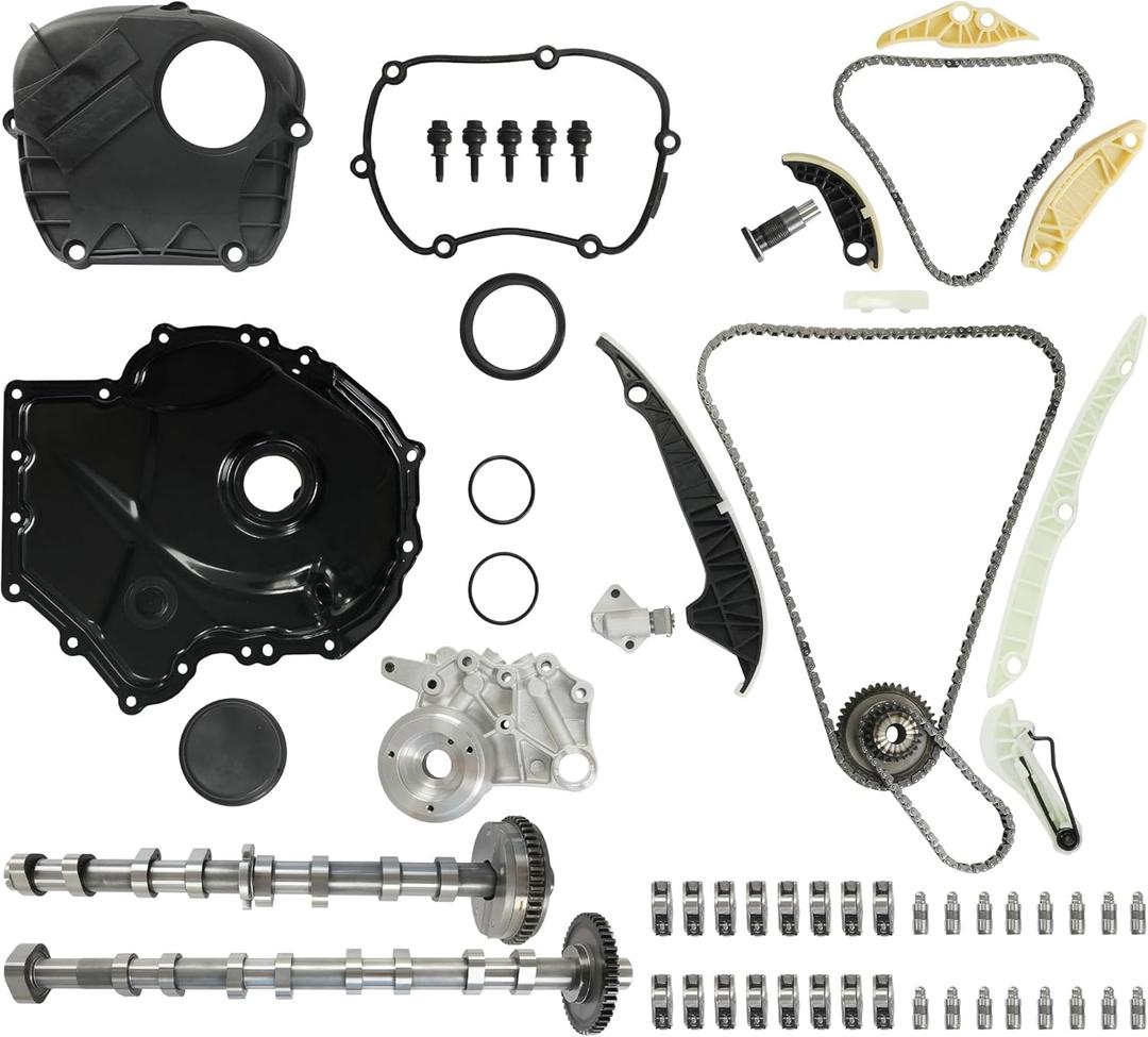 Intake & Exhaust Camshaft Timing Chain Rocker Arm Lifter Kit Fit For VW Jetta Golf GTI Eos Beetle Passat Tiguan CC Audi A3 A4 A5 A6 Q3 Q5 TT 2008-15 2.0,06H103269H 06K109467 06H109022BB, 06H109021K