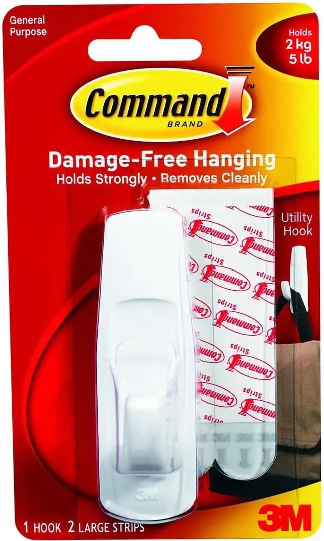 Command Large Utility Hook, White, 1-Hook