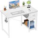 Sweetcrispy 40-Inch Computer Desk with Drawers, Office Desk, White
