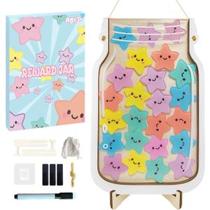 Yoink Reward Jar for Classroom Board, Magnetic Star Jar Reward System for Kids with 24 Colorful, Classroom Positive Behavior Jar for Kids, Potty Training Chart Reward for Boys Girls