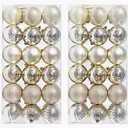 Sibosen Christmas Ball Ornaments, 34 Count Pre-Strung Xmas Balls, Shatterproof Barrel Packed Balls for Holiday Party Wreath Tabletop Tree Decorations, 3.15 Inch, Ivory