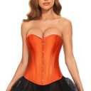 LEACOOLKEY Women Lace-up Bustier Corset Top Sexy Overbust Body Shapewear Waist Cincher Corset L