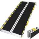 Ruedamann 6FT Wheelchair Ramp, Portable Wheel Chair Ramp for Home Entrance, Non-Slip Aluminum Folding Handicap Ramps for Wheelchairs, Strollers, Scooters, Stairs, Steps, Curbs, Doorways