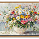 Floating Frame Canvas Wall Art, Vintage Watercolor Floral Pictures Wall Decor, Country Farmhouse Colorful Wildflower Poster Prints for Living Room Bathroom Dining Room Decor 8x10 inch