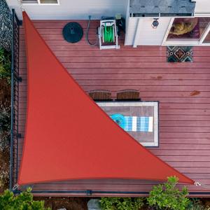 ShadeMart 16' x 16' x 22.6' Red Right Triangle Sun Shade Sail SMSLT Canopy Fabric Cloth Screen, Water Air Permeable & UV Resistant, Heavy Duty, Carport Patio Outdoor   1 6' x 1 6' x 22.6' Right Triangle, Red
