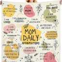 New Mom Gifts Blanket - Mama Daily Affirmations Throw 50x60'', Postpartum Self Care Inspirational Gift for Mommy to Be, Birthday Christmas Blanket for Mom