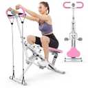 Sportsroyals Pink Squat Machine for Home,Rodeo Core Exercise Machine,330lbs Foldable,Adjustable 4 Resistance Bands,Ride & Rowing Machine for Botty Glutes Butt Thighs,Ab Back/Leg Press Hip Thrust 