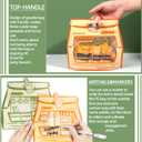 30PCS Cookie Goodie Bags Clear Front Window Party Favor Bag with Stand-up Bottom and Handle Gift Bags For Home Birthday Wedding Baby Shower Baking snacks Lollipops Chocolate Storage (Green Orange)