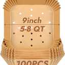 BYKITCHEN Perforated Air Fryer Liners for Ninja Pro AF141/AF181, Chefman, Instant Vortex, Cosori&5-8 QT Airfryer, 100PCS 9 Inch Disposable Air Fryer Parchment Paper Sheet Filters, Airfryer Accessories