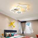 LED Ceiling Light, Creative Cartoon Star Ceiling Lamp, Acrylic LED Chandelier with Remote, Modern Flush Mount Chandelier Lighting Fixture for Boys Girls Bedroom Living Room, 32W/White