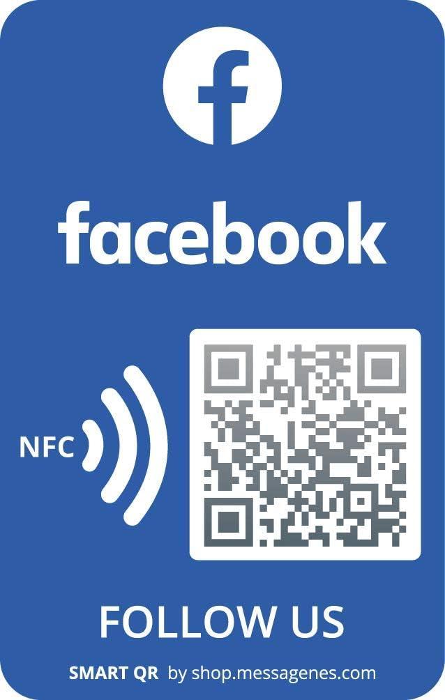 Reusable Followers and Likes Tap Sticker for Facebook - 2-Stickers Pack - QR&Tap Sticker - Follow us on Facebook Tap Sticker - iPhone&Android - Boost My Followers Sticker - Set Up at Home| MESSAGENES (2x Facebook Rectangular 3.38" x 2.16")