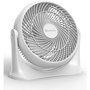 Comfort Zone 11-Inch High-Velocity Tabletop Air Circulator Fan – Quiet 3-Speed Personal Turbo Fan with 90° Adjustable Tilt & Carry Handle – Compact Desk Fan for Home, Office, or Bedroom – White