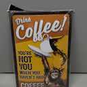 LANOLU Vintage Coffee Sign - DRINK COFFEE MONKEY, Funny Kitchen Signs, Metal Decor 12x8