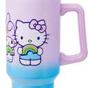 Silver Buffalo Sanrio Hello Kitty and Friends Featuring My Melody, Kuromi, Pompompurin Rainbow Ombre Double Walled Stainless Steel Tumbler with Handle and Straw, Fits in Standard Cup Holder, 40 Ounces