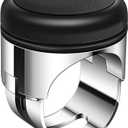 Car Steering Wheel knob Metal Sport knob Cow Leather Cover Spin Suicide knob fits Any car, Truck, Golf cart, Lawn Mower, Boat (Black Cowhide)